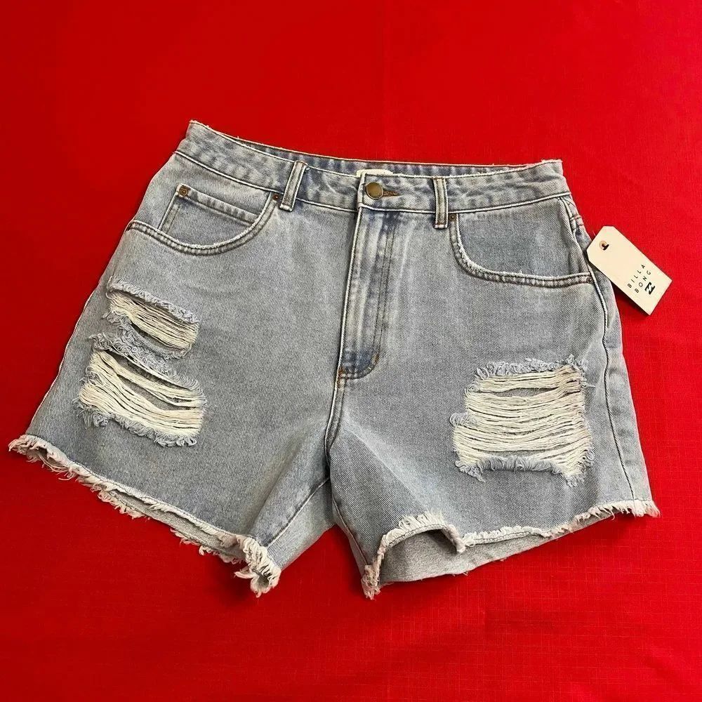 NWT Billabong How Bout That Destroyed Denim Shorts Size 31 New
